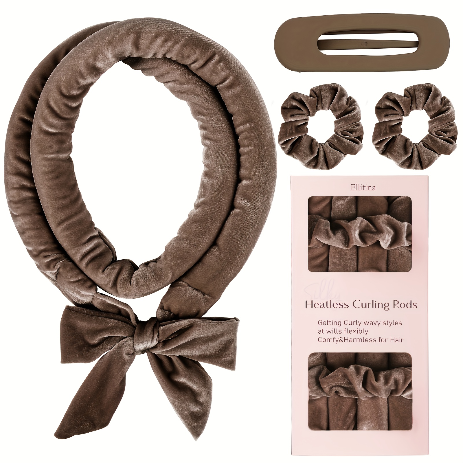 Ellitina 4pcs Heat-Free Curling Rod Headband