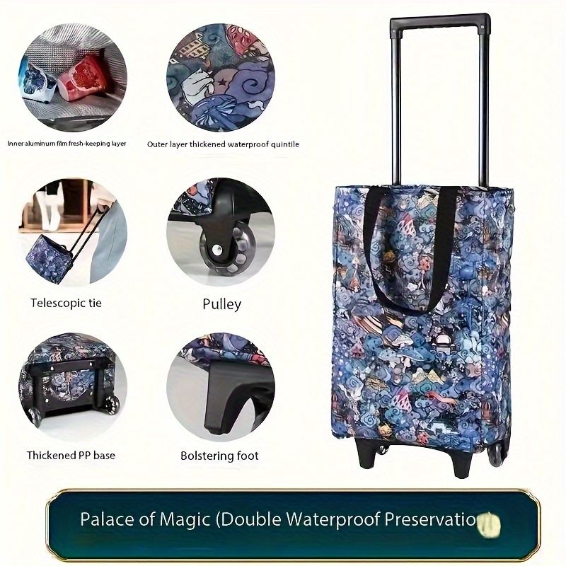 lightweight portable shopping cart wheels suitable grocery Temu