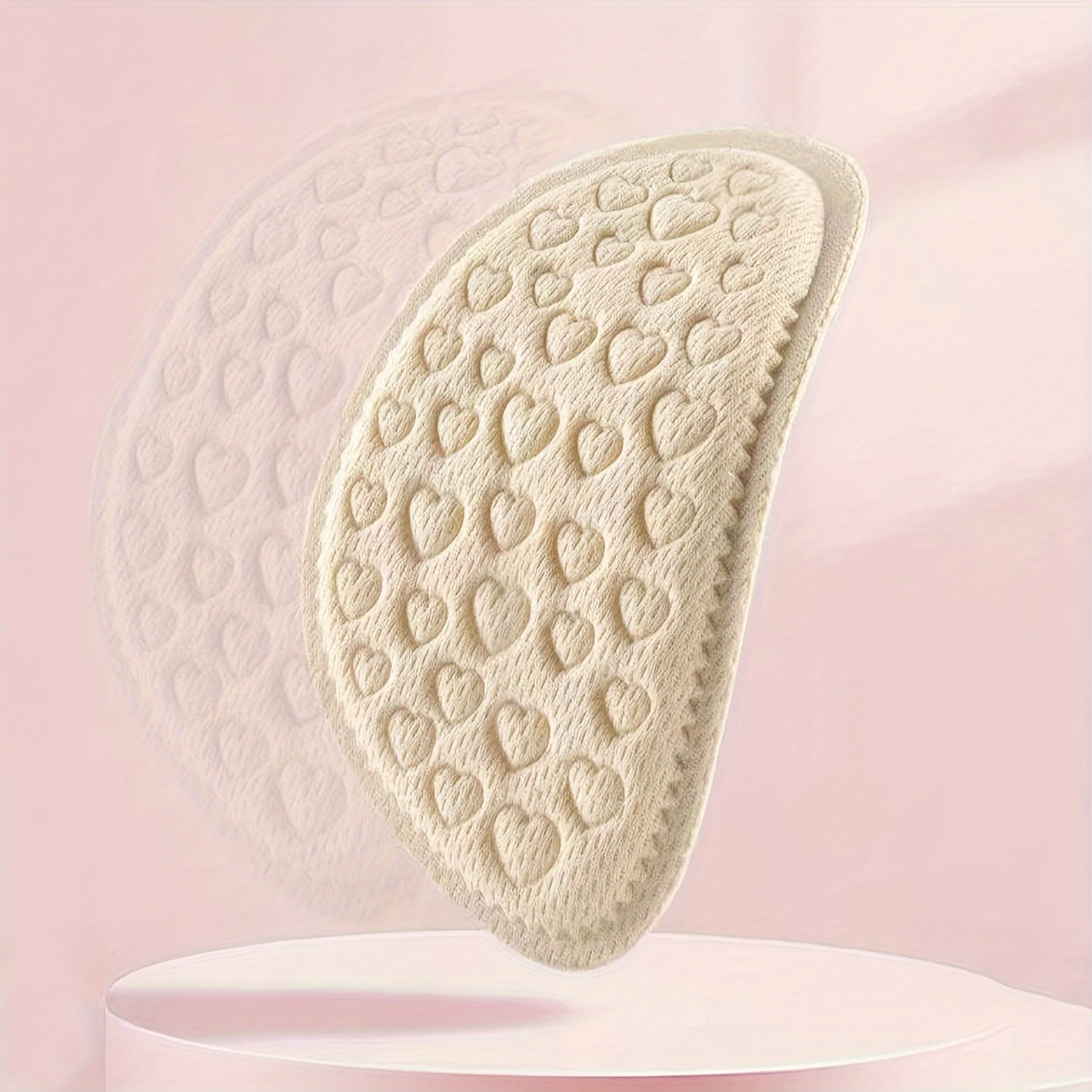 One Pair of Soft Round Head Relief Shoe Pads with Peach Heart Cushion, Anti-Slip for High Heels and Casual Shoes