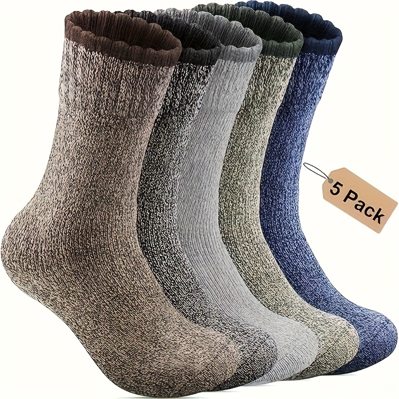 TEMU 5 Pairs Of Solid Color Dresses And Crew Socks, Suitable For Business And Casual Men's Socks