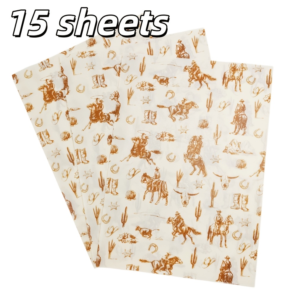 TEMU Papier de soie à motif cowboy, 20 X 14 pouces, papier d'emballage cadeau, idéal pour mariages, cadeaux de Saint-Valentin, emballage