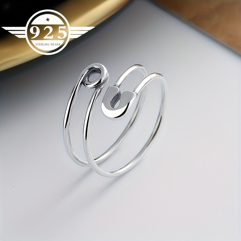 

S925 Sterling Silvery Adjustable - Cute Pin Shape Special Decor For Daily Outfits - Gift, Wedding Jewelry 3.1g/0.11oz