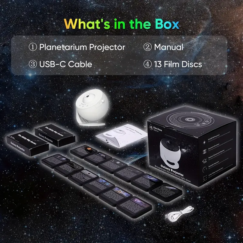 starry projector led light show with filmstrip film 360 rotation 3 button control usb powered home party use for bedroom game room ceiling decor details 6