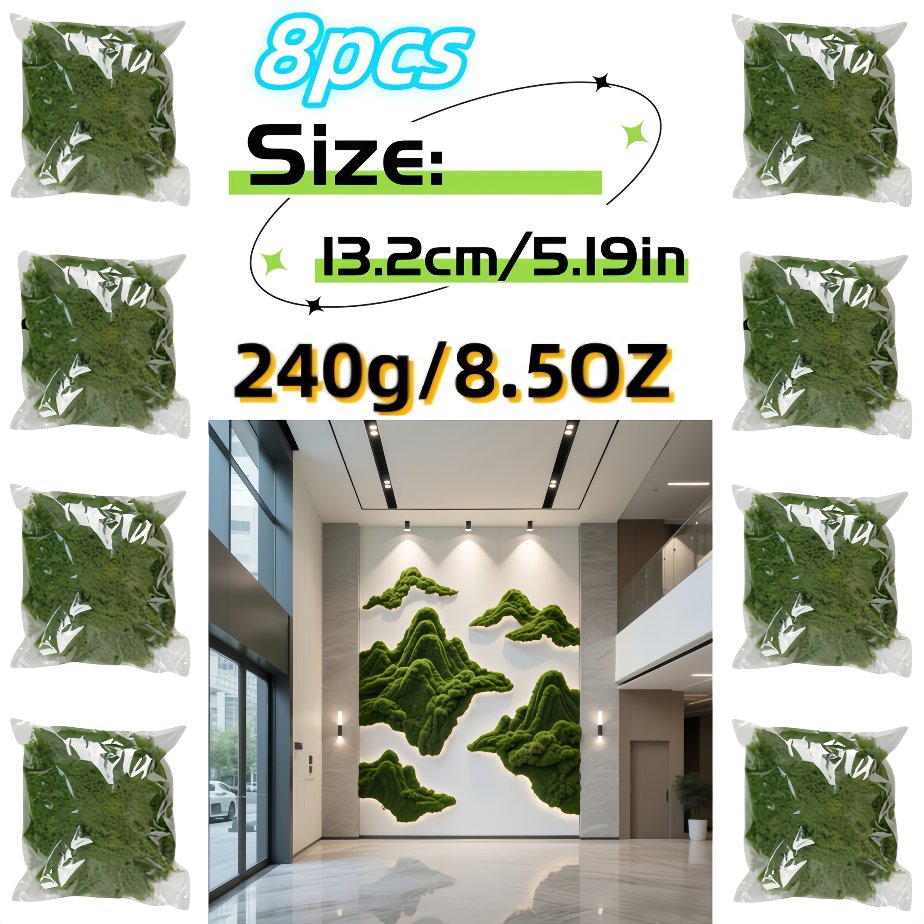 Artificial Moss Diy Landscape Decoration - Realistic Green Plant Ornament, Suitable For Indoor And Outdoor Home Decoration, A Must For Lawn Background Wall Art