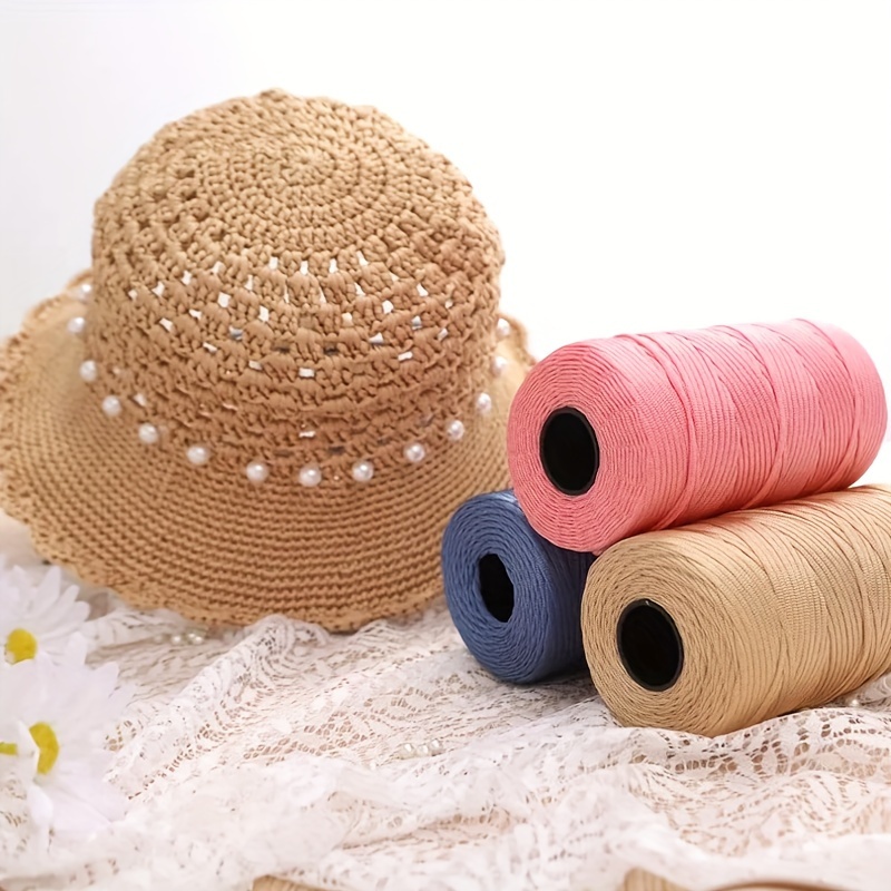 

1pc 250g Ice Linen Yarn, Polyester 100% Crochet Thread, Hand-knitted Yarn, Suitable For Braiding Summer Sun Hat Shoes Cushion Bag, 8.81oz/pc Width 2mm