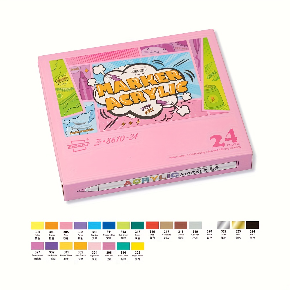 18 Pastel Acrylic Cartoon Doodle Marker Set Strong Coverage