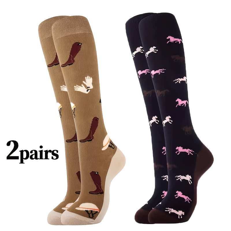 E-shop 2 Paar Kniehohe Reitsocken – Entwickelt für -Enthusiasten, geeignet für Laufen Reitszenen – Elastisch bequem, zu Accessoires, Casual Wear,