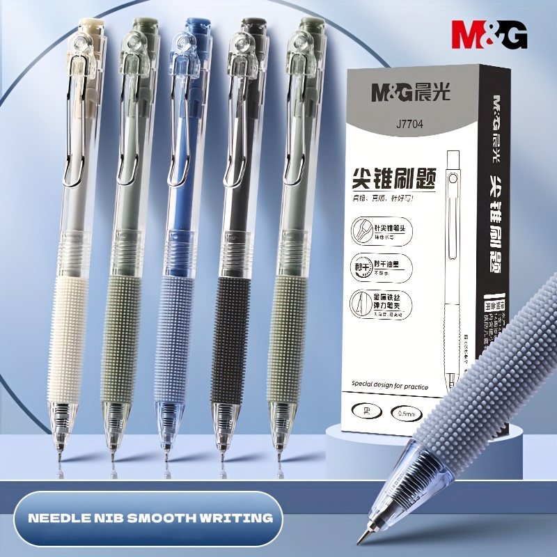 

4pcs M&g 0.5mm Gel Pen, Press Type Gel Pen, School And Office Supplies