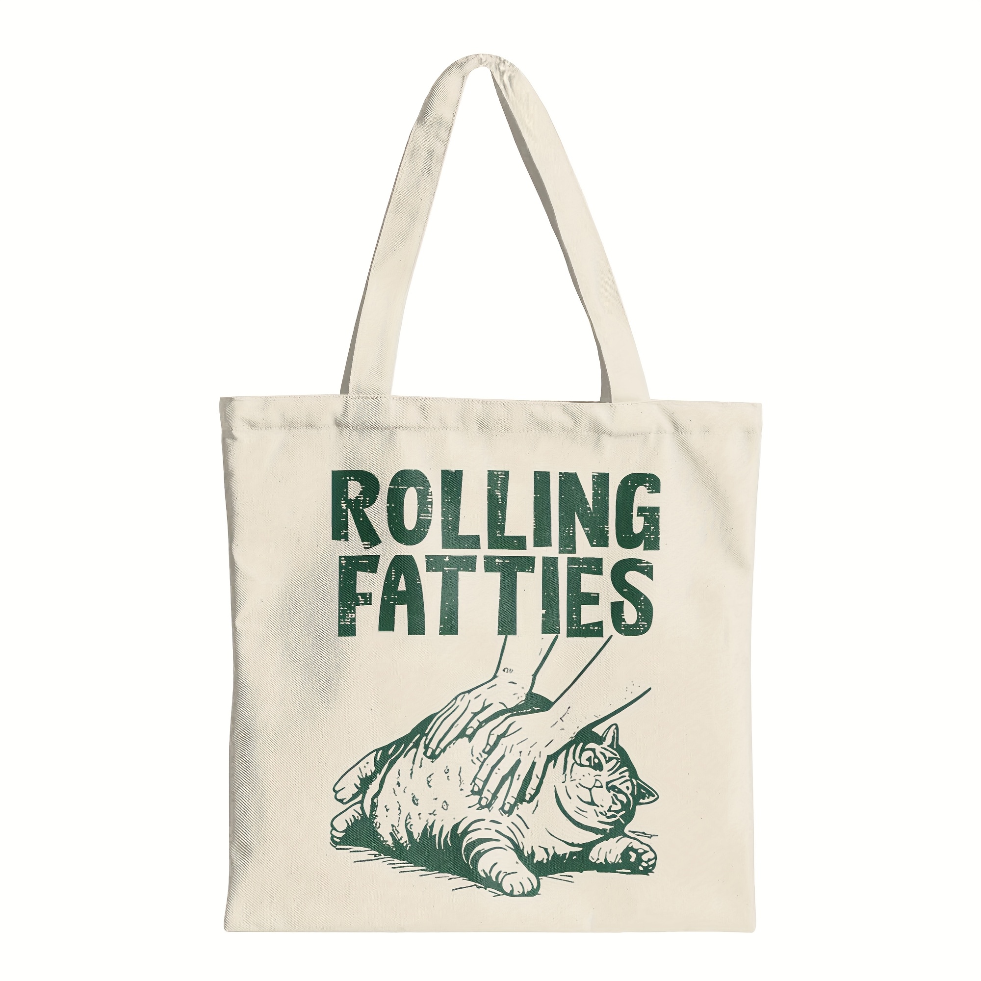 TEMU 1pc Cat-themed Tote Bag - Humorous Suitable For Office & , Reusable Shoulder Bag With Cat Design, Suitable For Shopping, Daily Use, Spacious For