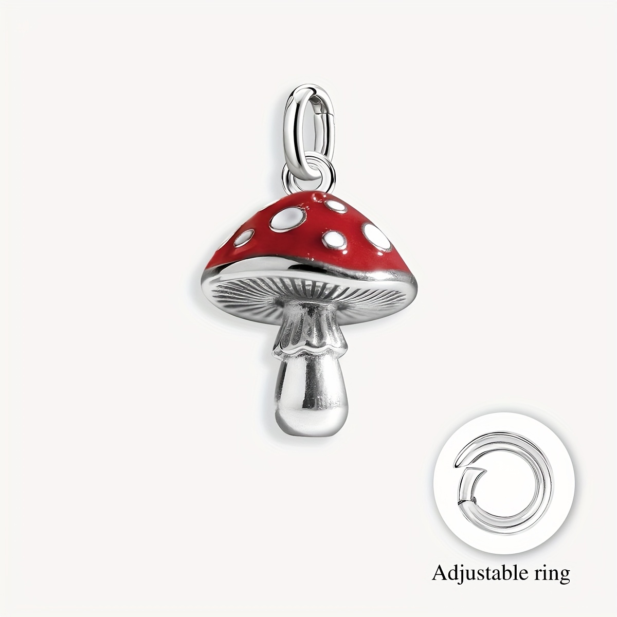 Image of 1pc Mushroom Pendant, 925 Silver Plated Vintage Pendant Suitable For Original Bracelet Or Bracelet Necklace, Jewelry Making Birthday Gift Valentine's Day Gift Mother's Day Christmas Gift For Women