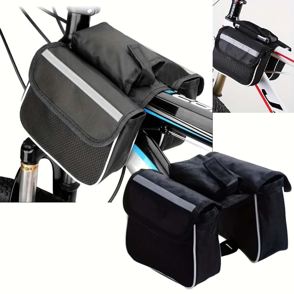 TEMU Premium Bike Handlebar Bag, Cycling Phone Holder, Bike Phone Mount Holder Stand. Bicycle Front Frame Bag, Bike Tube Bag Phone Mount Pouch,