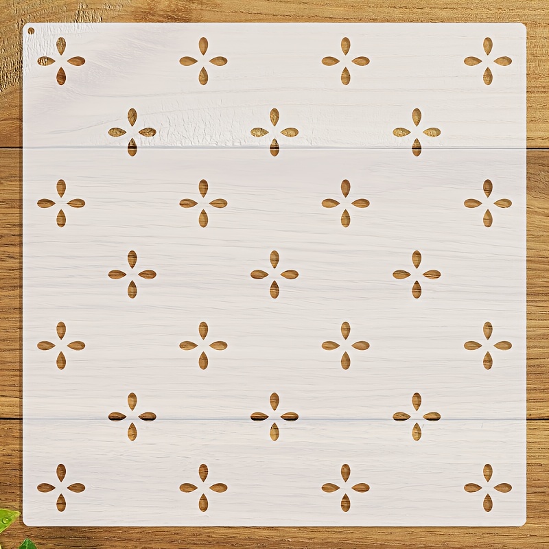 TEMU Pochoir géométrique de fleur réutilisable de 12 pouces | Gabarit floral minimaliste à quatre pétales pour peinture sur toile, meubles, mur,