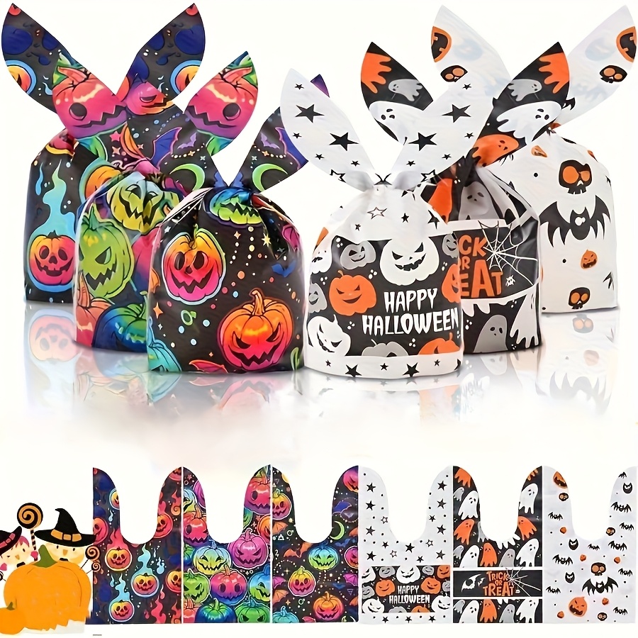 100 sacs cadeaux d'Halloween, 6 styles, adaptés aux fêtes et rassemblements de vacances.