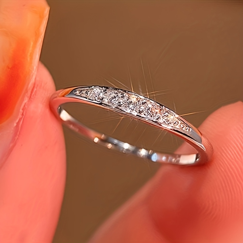 Image of Pave Shiny Synthetic Synthetic Zircon​​ Thin Band Rings For Teenager Party Holidays Daily Anniversary Dainty Stackable Elegant Rings Jewelry Gifts, For Teenager, For Teenager