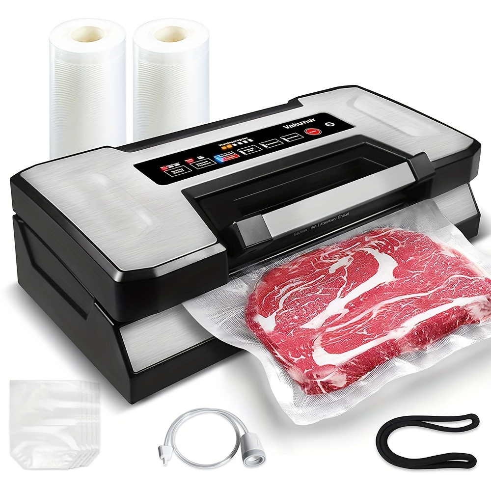 

Set, Vacuum Sealer Machine, 90kpa Food Vacuum Sealer Machine Preservation Dry/moist/liquid Modes, Led Indicator Light, Handle Locked Design, Built-in Cutter And Bag Storage, Starter Kit