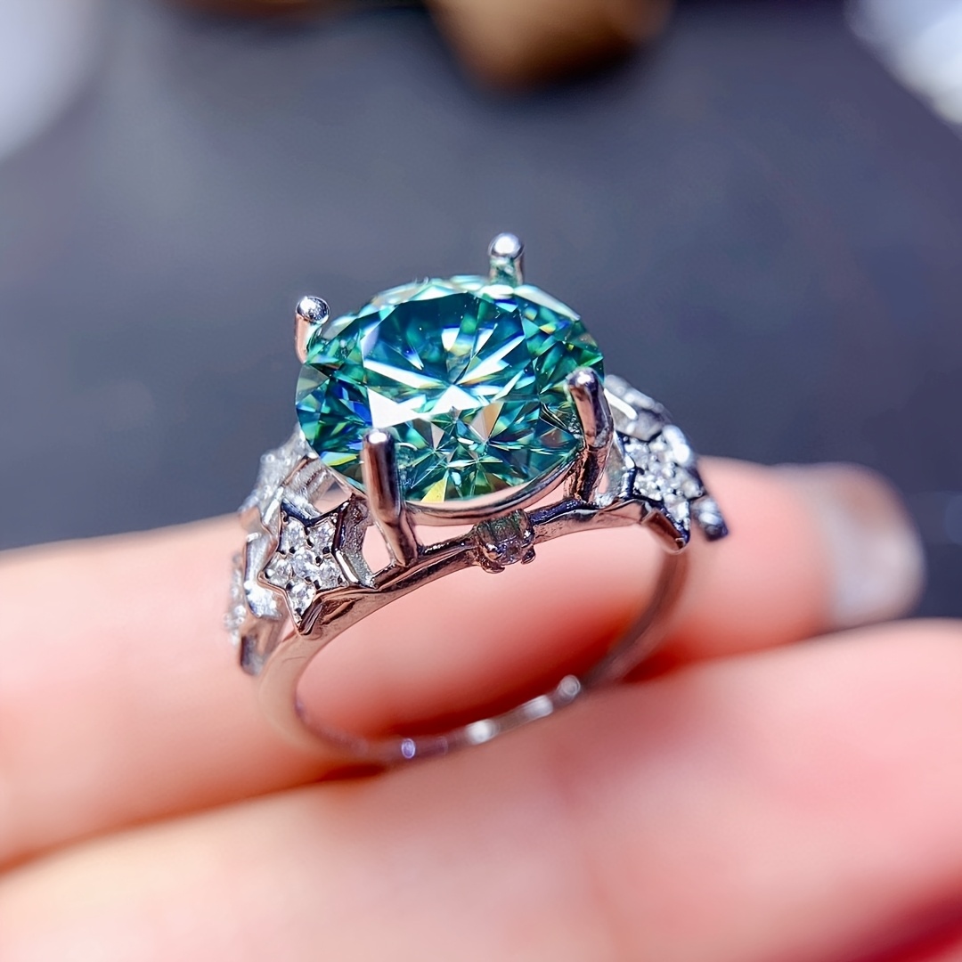 TEMU A 3ct 925 Silver Ring For Women, Luxurious And Elegant, Slightly Inlaid With Hearts And Arrows, Temperament Jewelry, Suitable For Anniversary