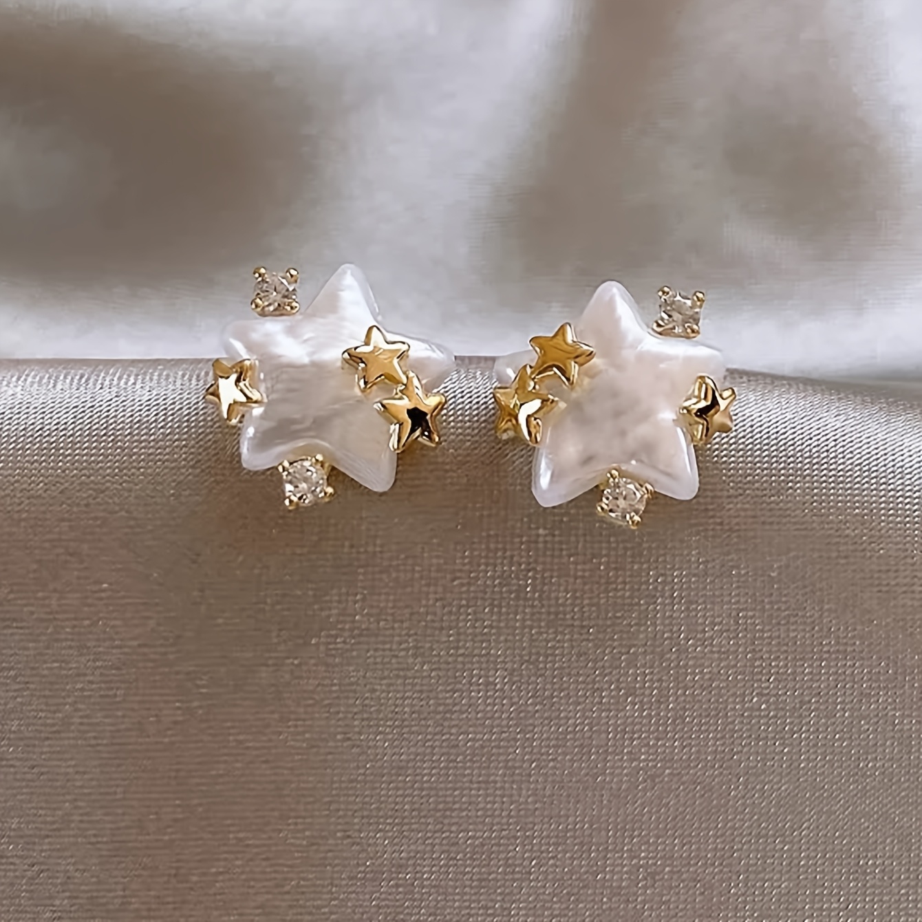 TEMU 1 Par de Pendientes de Botón de Estrella de Circonita Cúbica Elegantes y Modernos Adecuados para Fiestas de Mujeres