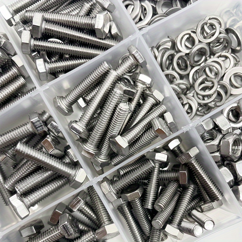 

480pcs Stainless Steel Hex Head Bolt And Nut Assortment Set - M4 M5 Hexagonal Nuts With Washers, Full Thread Kit For Various Applications