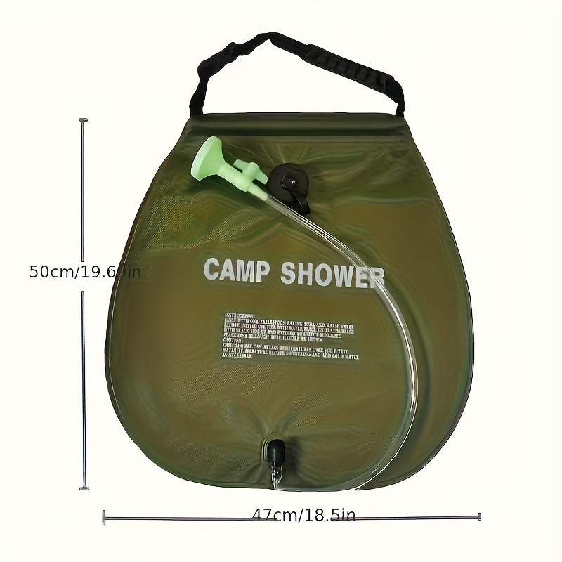 TEMU Portable Camping Shower Bag 20l (5.28 Gallon) - Durable Outdoor Shower Withadjustable Hose, Lightweight And Easy To Store, Solar Heated Shower