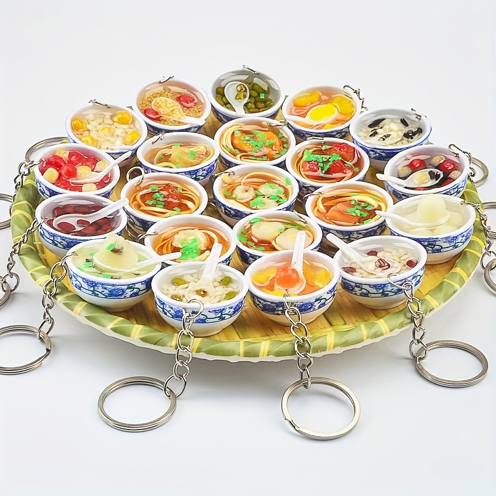 

Miniature Chinese Bowl Keychains, - Novelty Key , Assorted Dish , Decorative Keychain Pendant, , , For 's Day