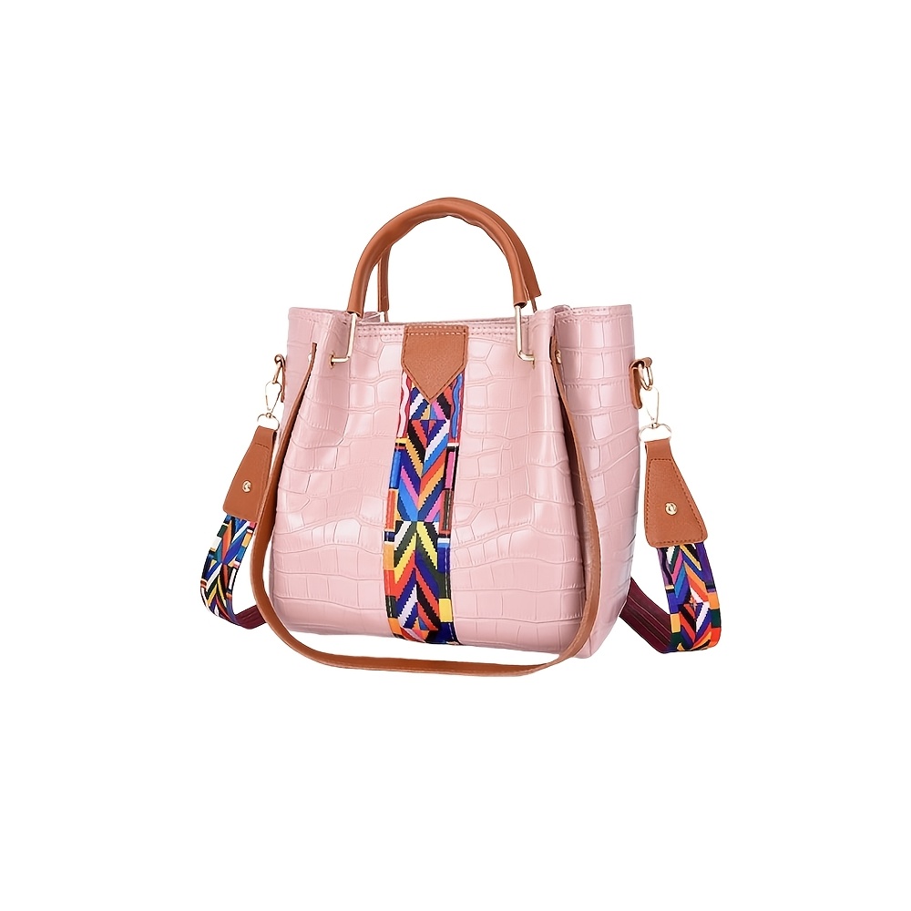 4pcs Large Capacity Ethnic Ribbon Handbag Suitable for Birthday, Christmas and Valentine's Day Gifts - Adjustable Crossbody Purse with Removable, Lightweight Fade-Resistant /Kinky Strap Bag