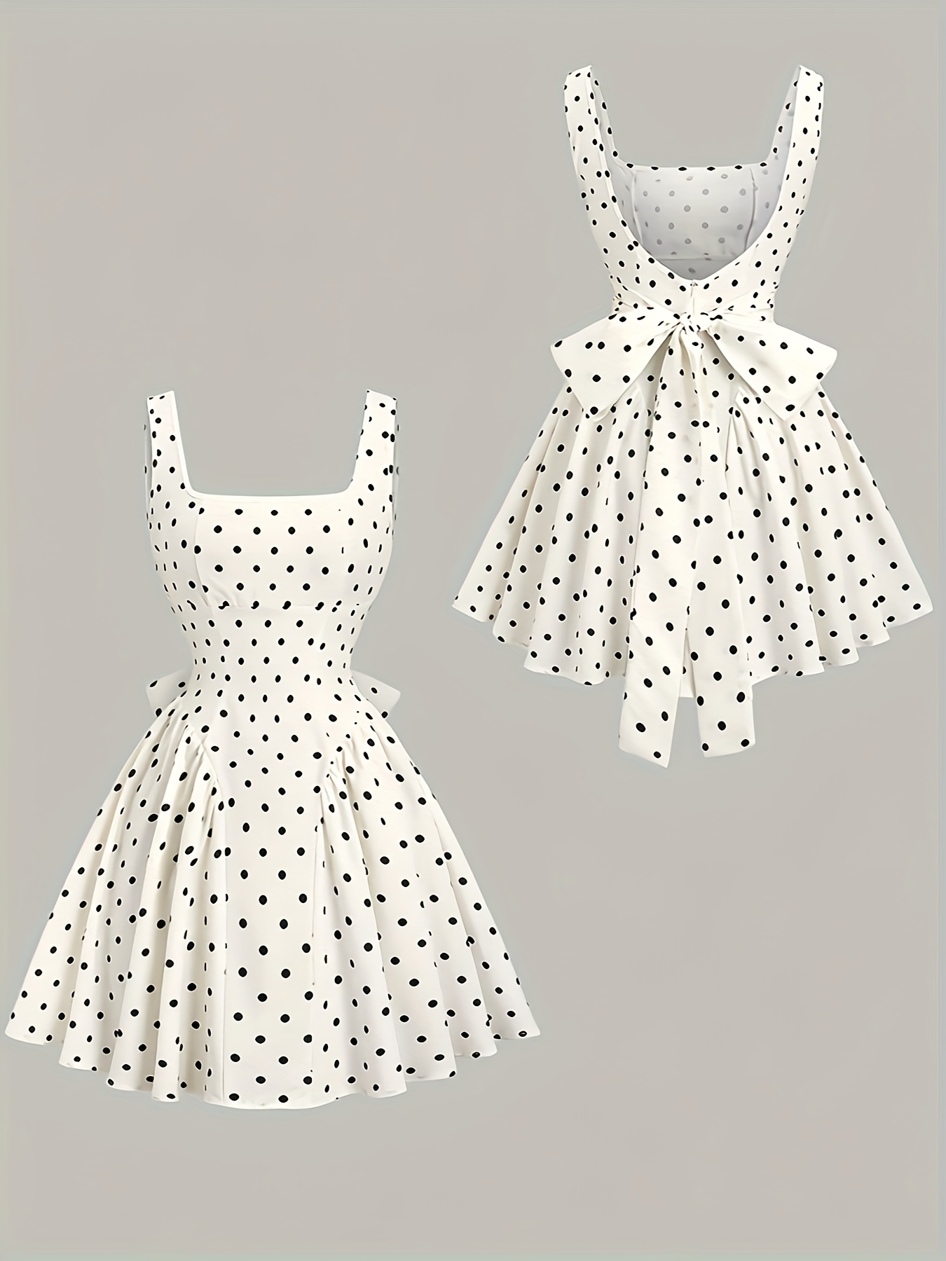 graduation dress temu Jacquard Sleeveless Dress with Back Bow Straps And Open Back, Cinched Waist  A-Line Short Skirt, Date-* Dress, Suitable for Women'S Party Occasions