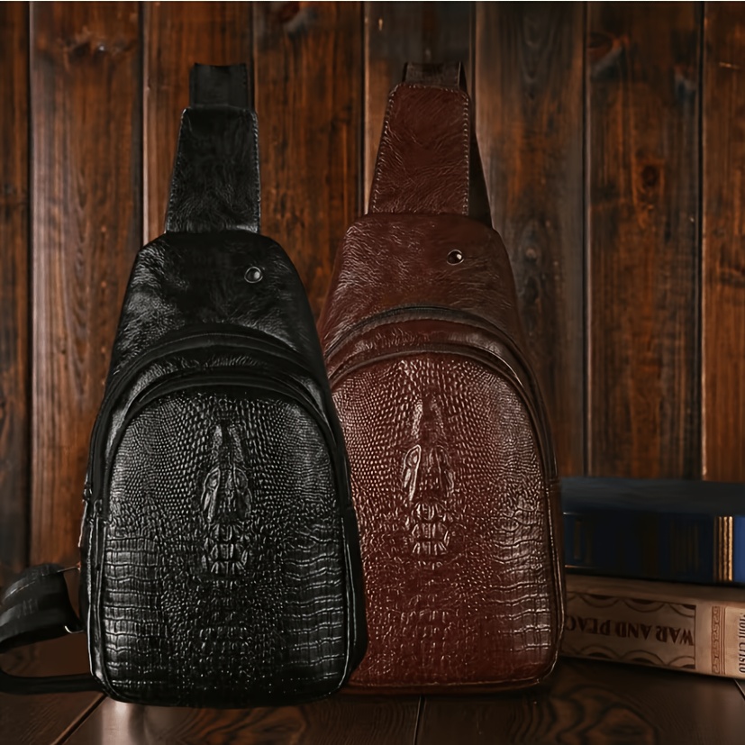 TEMU 2 Trendy And Casual Crocodile-pattern Multifunctional High-quality Waist Bags With Synthetic Straps, Ideal For Travel