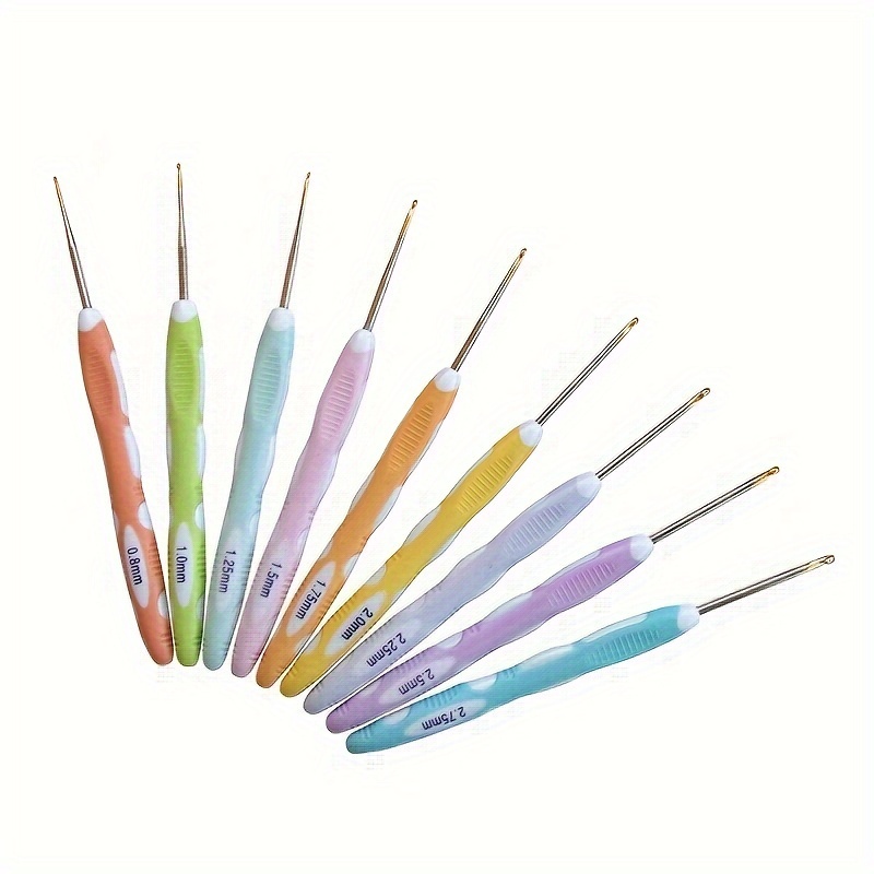 

9pcs Tpr Soft Grip Crochet Hooks, Fine Needle Lace Knitting Tools, Assorted Colors, Crafts & Sewing Supplies For Knitting & Crochet