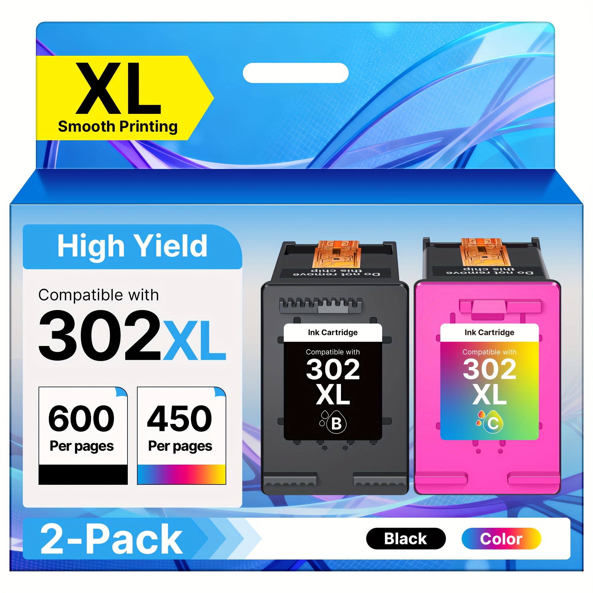 TEMU Cartouches d'encre 302XL Remanufacturées pour HP 302 XL pour HP 4520 4523 4524 4527 2130 3630 3636 3830 3831 3835 4650 Imprimante (Lot de 1/2)