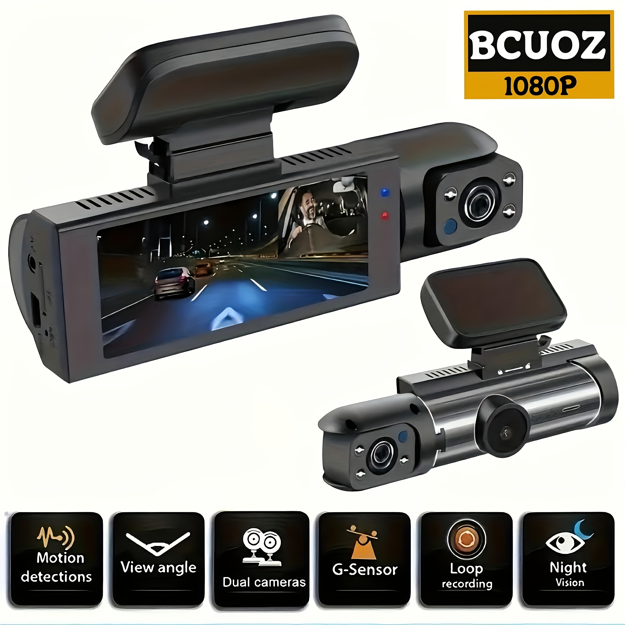 1080P Dual Dash Camera for Cars with IR Night Vision 3.16