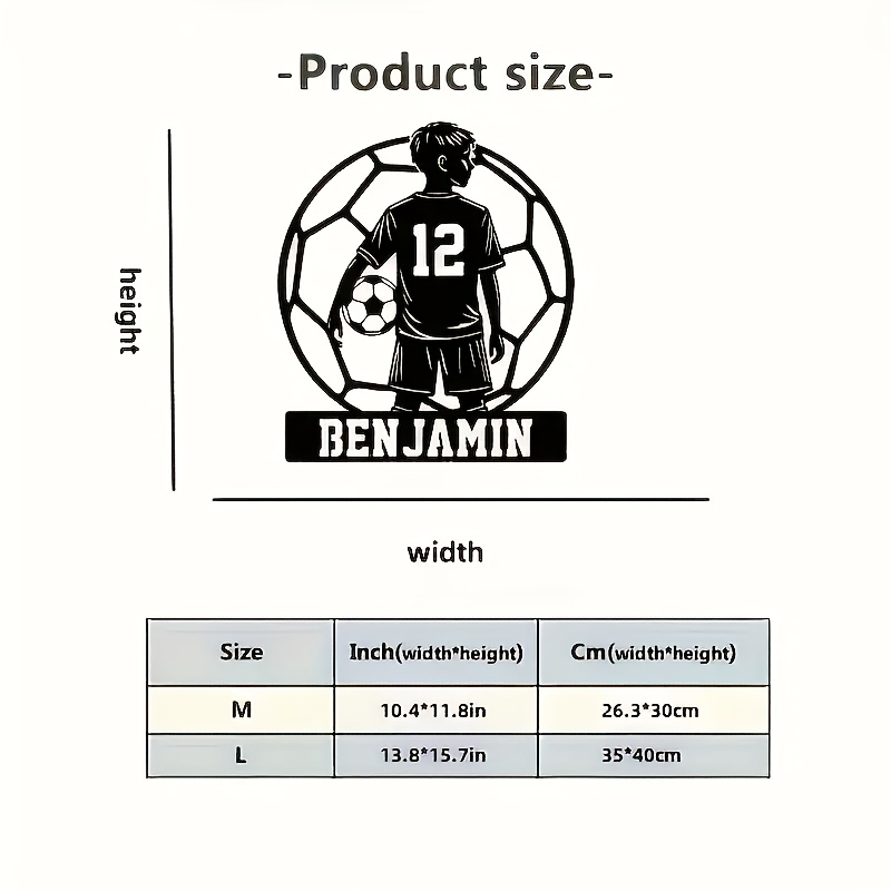 TEMU 1pc Of Customizable Metal Football Player Board - Customized Number And Name, Indoor/outdoor Decorative Board, Ideal Gift For Football Fans