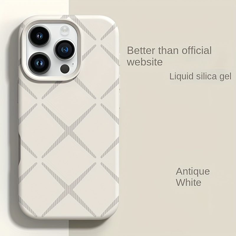 TEMU Line Pattern Liquid Silicone Couple Phone Case, For Iphone 16 Pro Max Phone Case Male And Female Phone Case 15pro/14pro/ 13pro /12pro, Anti-drop