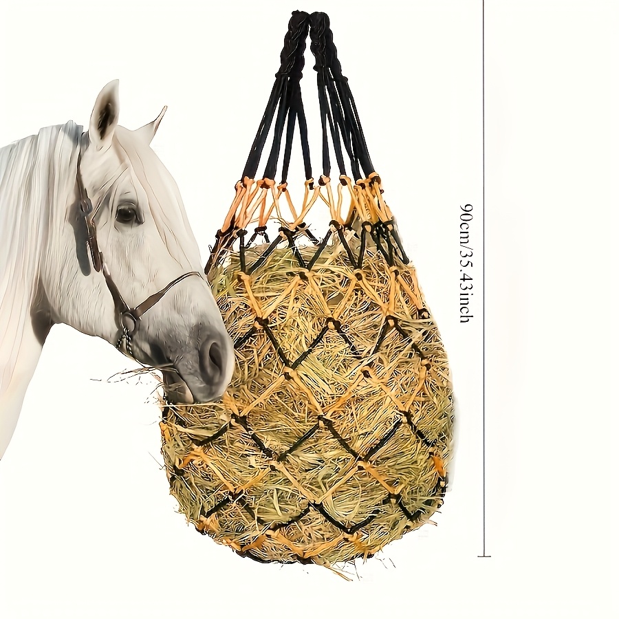 Image of 1pc Durable Polyester Fiber Slow Feed Hay Net For Horses, Sheep, And - Small Animal Feeder, High-capacity, Sturdy, Multi-strand, Ideal For Farm Animals, 35.43inch Extra-large Container