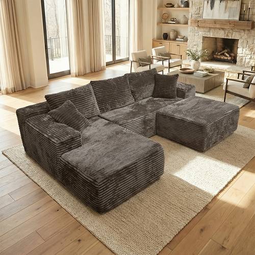 104 u shaped corner cloud sofa combination velvet fabric living room sofa living room furniture set deep seat with chaise and ottoman