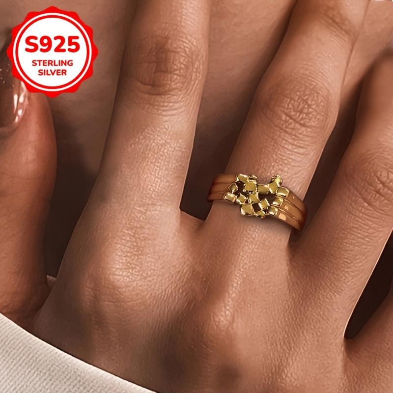 Geometric Wideband Ring 925 Sterling Silver Modern Ring