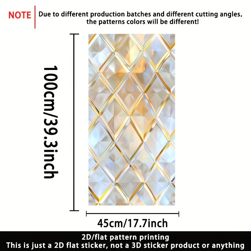 TEMU 2d Flat, 1pc, 2d Flat 17.71×39.37 Inches (45×100cm) Fun Art Pattern Glass Film, Pvc Static Cling Window Decal, Adhesive-free Removable