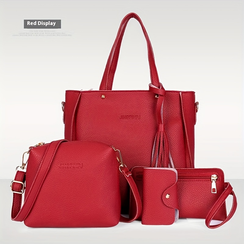 Juego de Bolsos Minimalistas para Mujer, Conjunto de 4 Piezas Estilo Sencillo, Bandolera Moderna para Embarazadas, Bolso Ligero de Hombro y Clutch Compacto, Ideal para Compras y Llevar