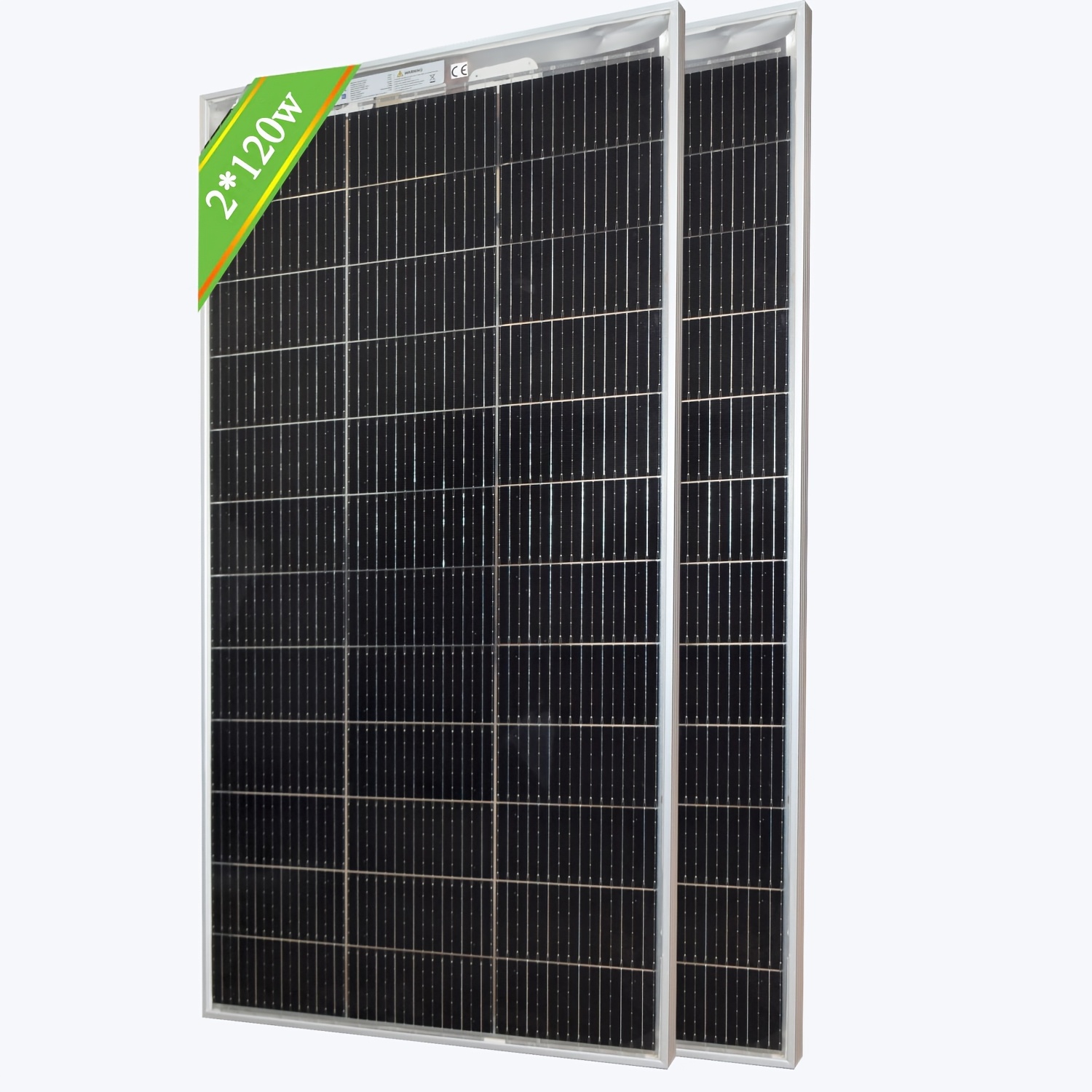 TEMU 2pcs Double-sided Transparent Solar Panel Module - 120w 18v Single Crystal Rigid Pv Panel Suitable For Rv, Off-grid, Canopy, Farm,,, System With