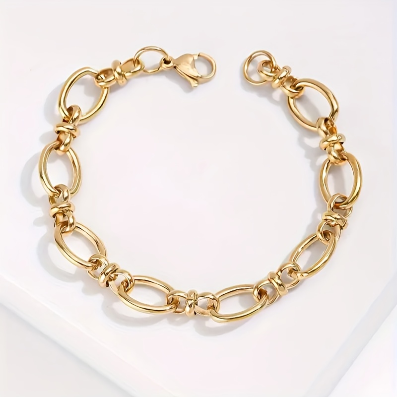 Image of Light Unisex Daily Casual Party O-shaped Handmade Connecting Chain Bracelet For Valentine's Day And Mother's Day Gift Bracelet