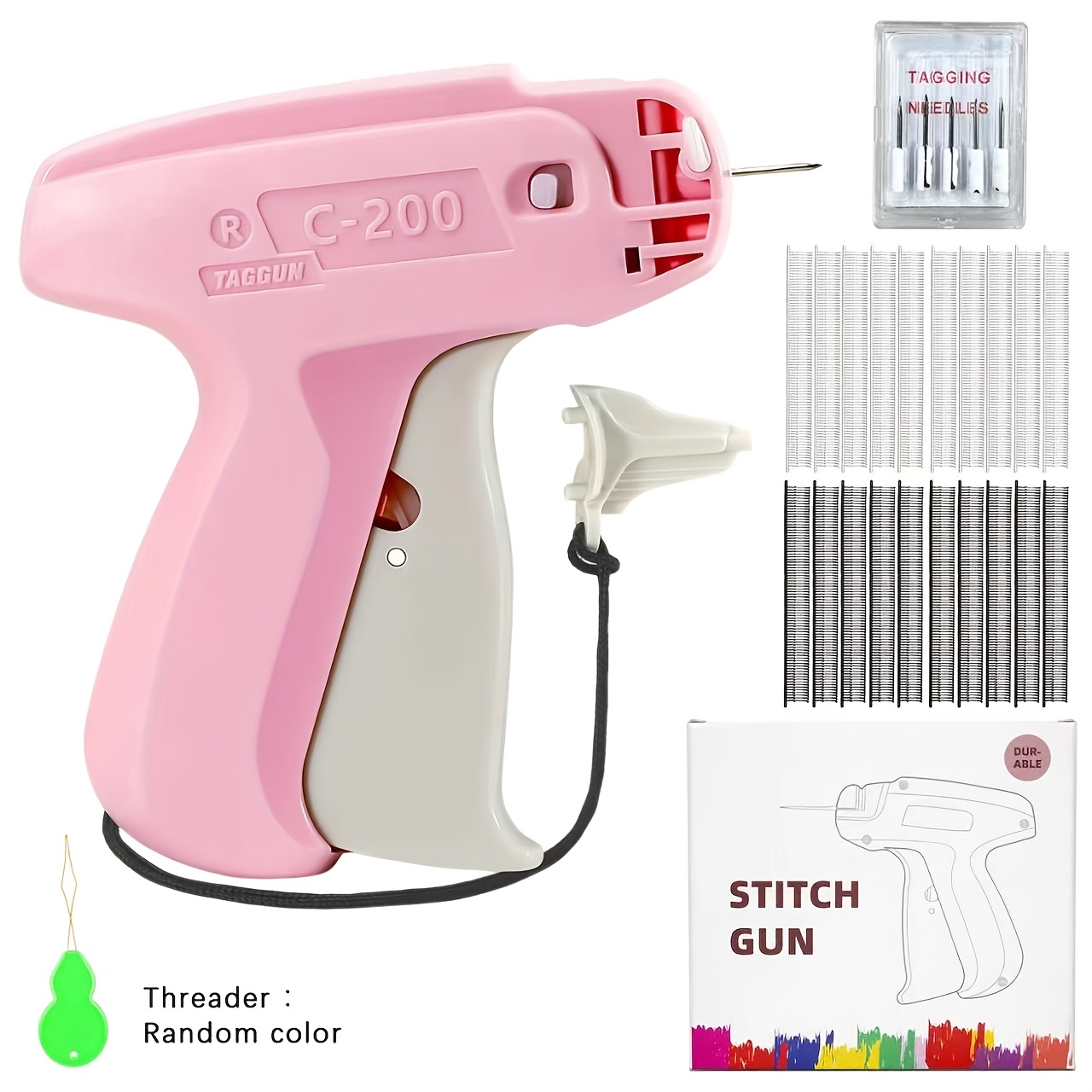 TEMU 1 Set Upgraded Clothing Fine Needle Label Gun, Including 1 Fine Needle Label Gun, 6 Label Gun Needles, 1000 Black Fasteners And 1000 White