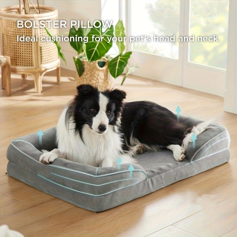 large dog bed with memory foam rectangular polyester pet bed for deep sleep assembled gray ideal for small medium and large breeds comfortable dog bed   bed durable dog bed dog beds Product details 5