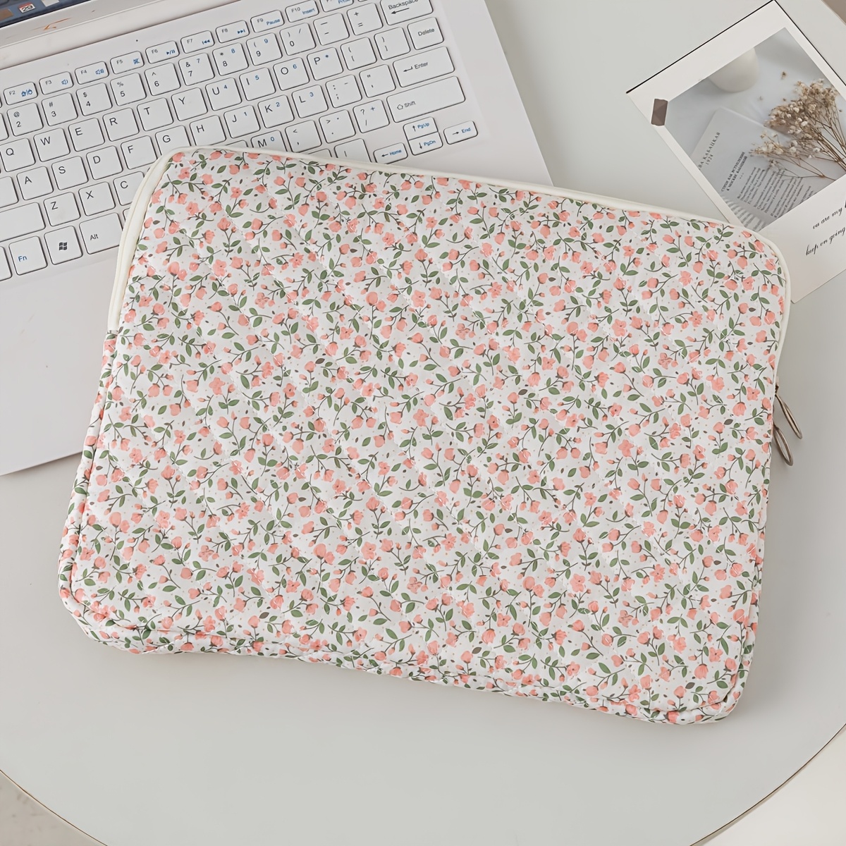 E-shop Tablettasche mit Blumenmuster, geeignet für 11/13/15 Zoll Laptophülle, hellfarbenes Blumendesign, und langlebig, Pink, Gelb und Rot