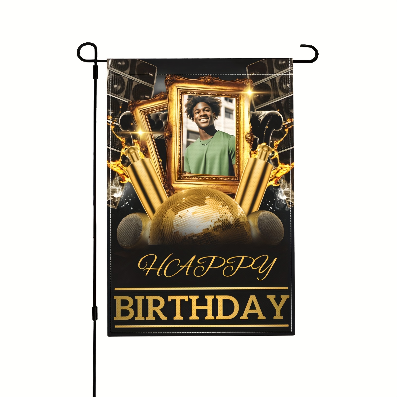 

Custom Happy Birthday Photo Garden Flag - Personalized Outdoor Decor, Perfect Gift For Him/her, No Metal Brace Needed, 12x18 Inches Happy Birthday Garden Flag Birthday Garden Flag