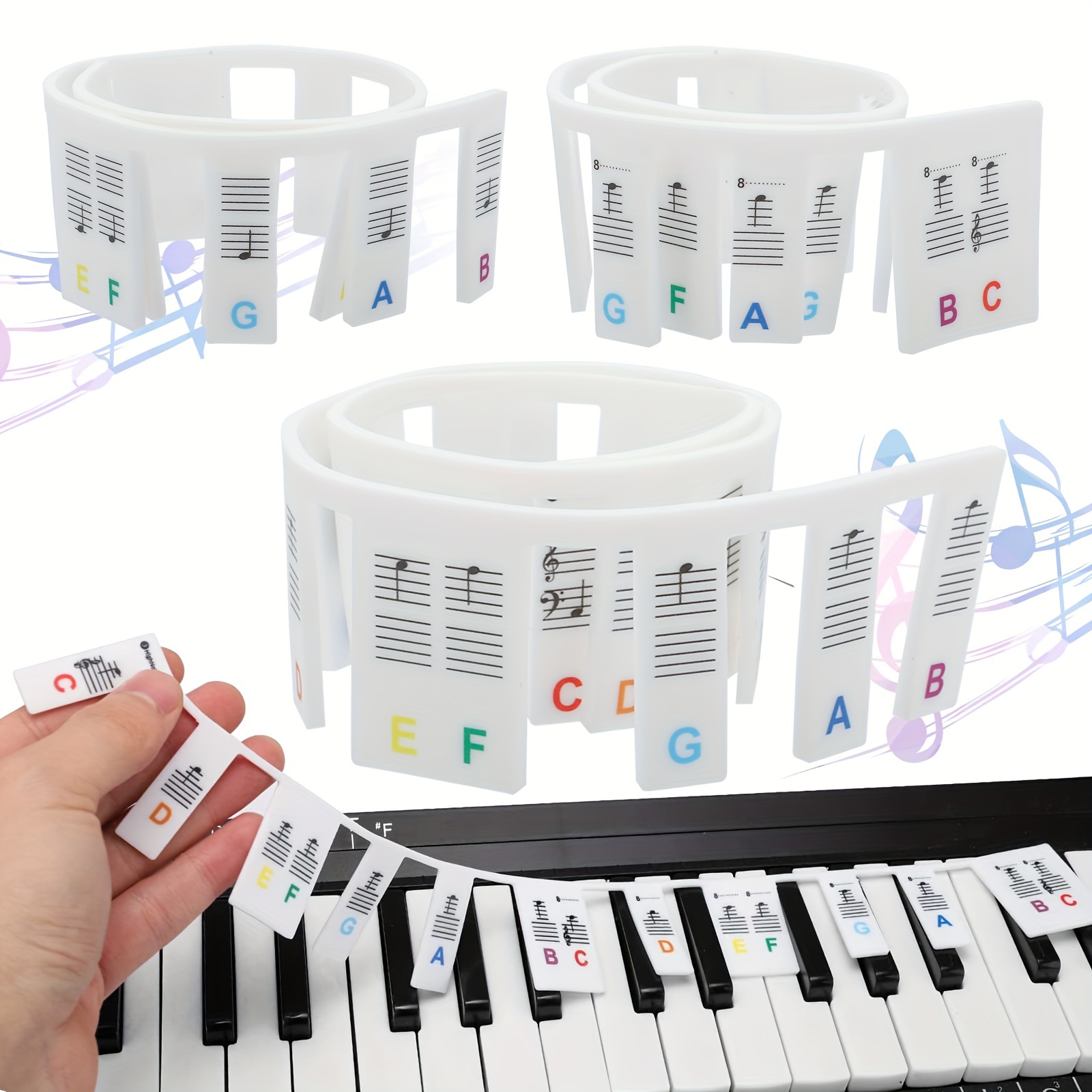 

88-key Piano Keyboard Stickers, Reusable Keyboard Note, Easy-to-read, Stickers Set For Beginners And Music Enthusiasts