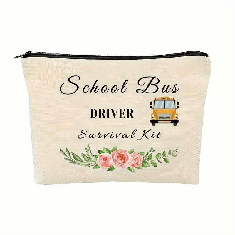 

School Bus Driver Gift Makeup Bag Bus Driver Appreciation Gift Thank You Gift Cosmetics Bag Birthday Thanksgiving Gift For School Bus Driver Teacher Travel Cosmetic Pouch Toiletry Bag