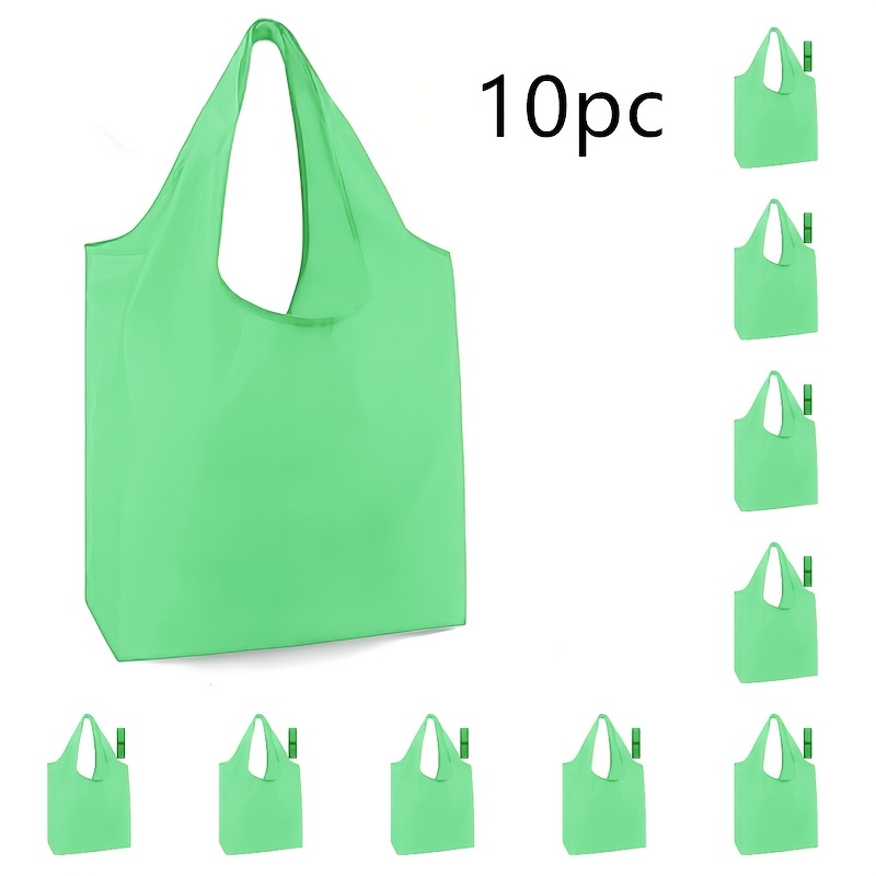 TEMU 10pcs Customizable Colored Collapsible Shopper Bags - Durable, Reusable, Washable Polyester With Sturdy Handles - Everyday Use, Travel And The