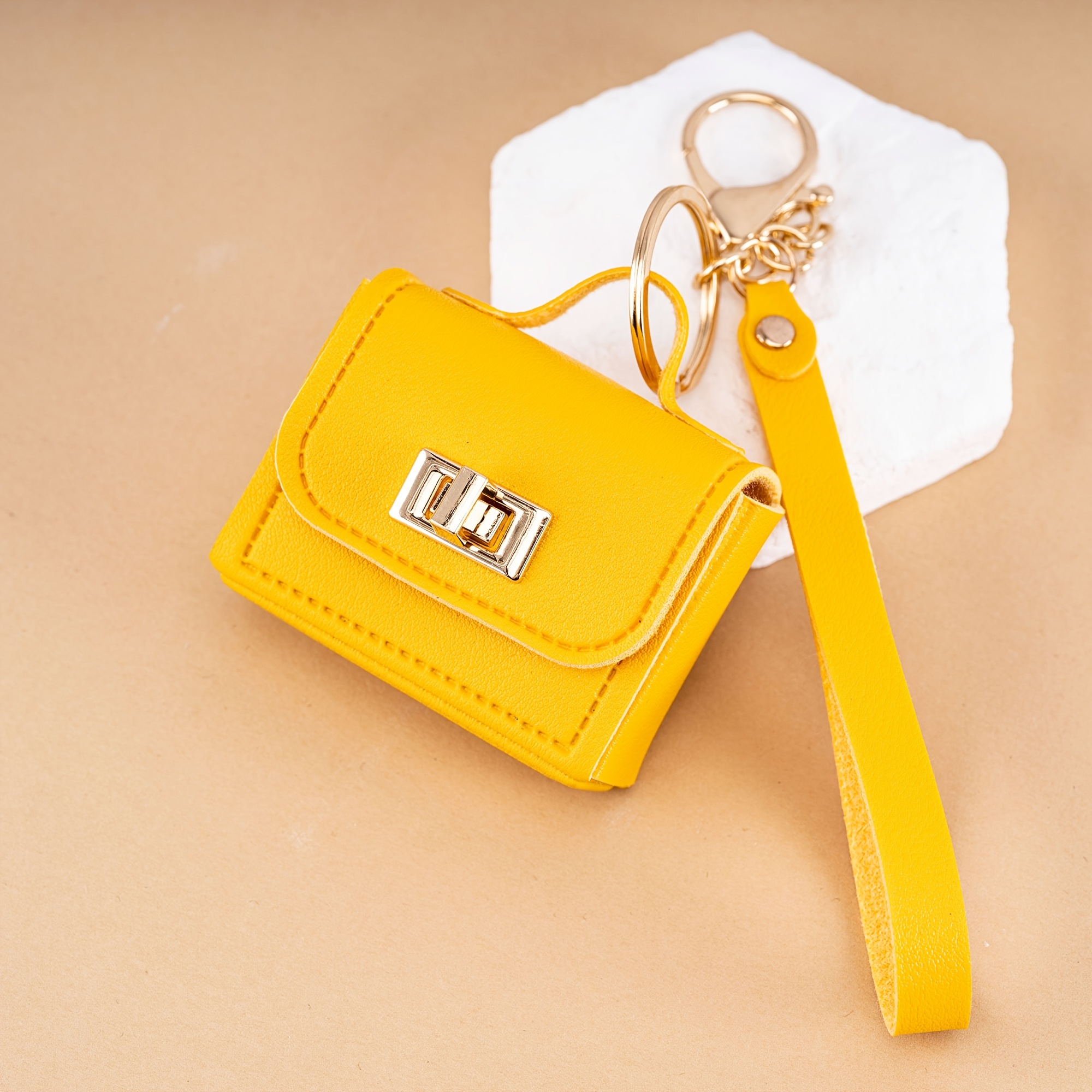 TEMU Premium Niche Candy-colored Handbag Bag Charm All-match Cute Car Key Chain High-end Coin Purse Key Chain Earphone Storage Bag Pendant