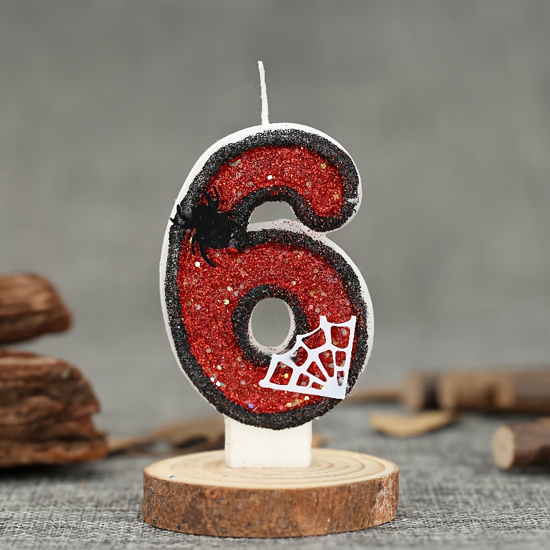 

Spider-themed Birthday Candles - Black & Red Sequin Numerals For Cake Toppers, Perfect For Anniversary & Party Decorations