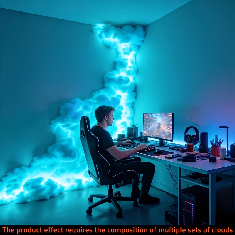 DIY 3D Thunder Cloud LED Light Strip, USB Music Sync RGB