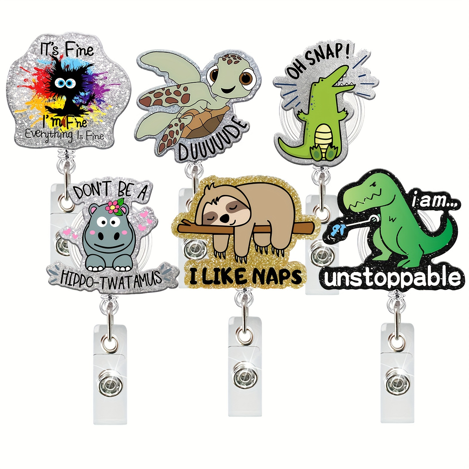 Acrylic Animal-themed Retractable Badge Reels For Nurses, Teachers, And  Medical Assistants - Pediatric Id Name Tag Holders With Cute Prints - Pack  Of 6 - Office & School Supplies - Temu
